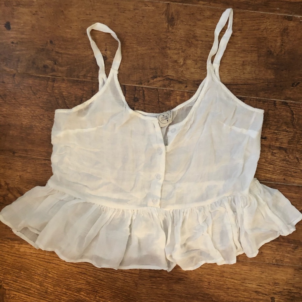 PAPER CRANE cropped sheer peplum tank